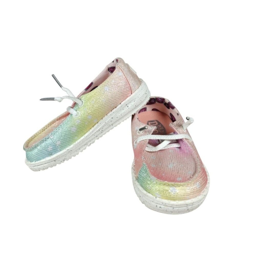 Hey Dude Wendy Toddler Sparkle Star Rainbow Shoes Size 7